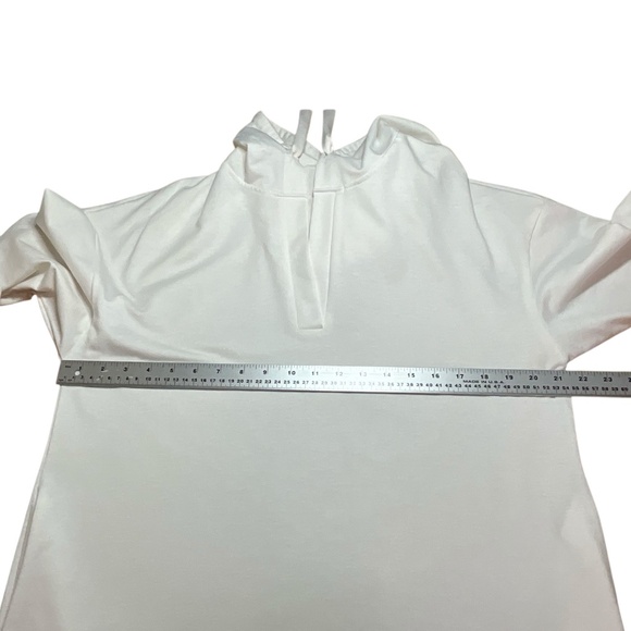 UNBRANDED French Terry Ivory Hoodie Drawstring Hood Split V Neck US Sz L - Picture 5 of 10